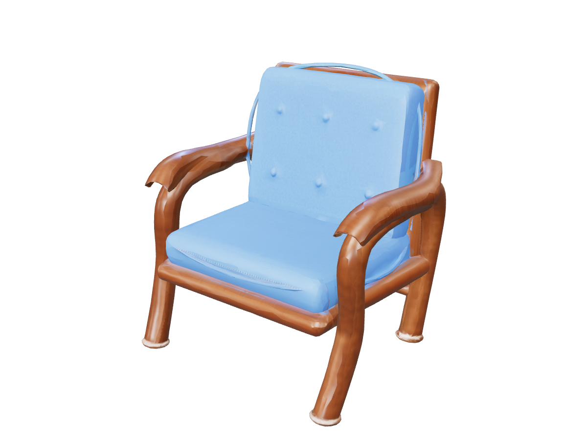 Armchair: blue material direction