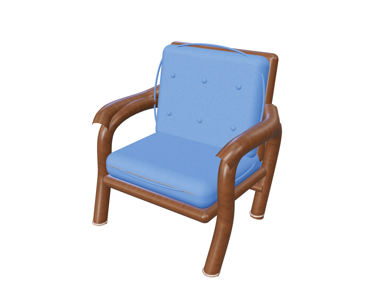 Armchair: blue material direction: Material reference