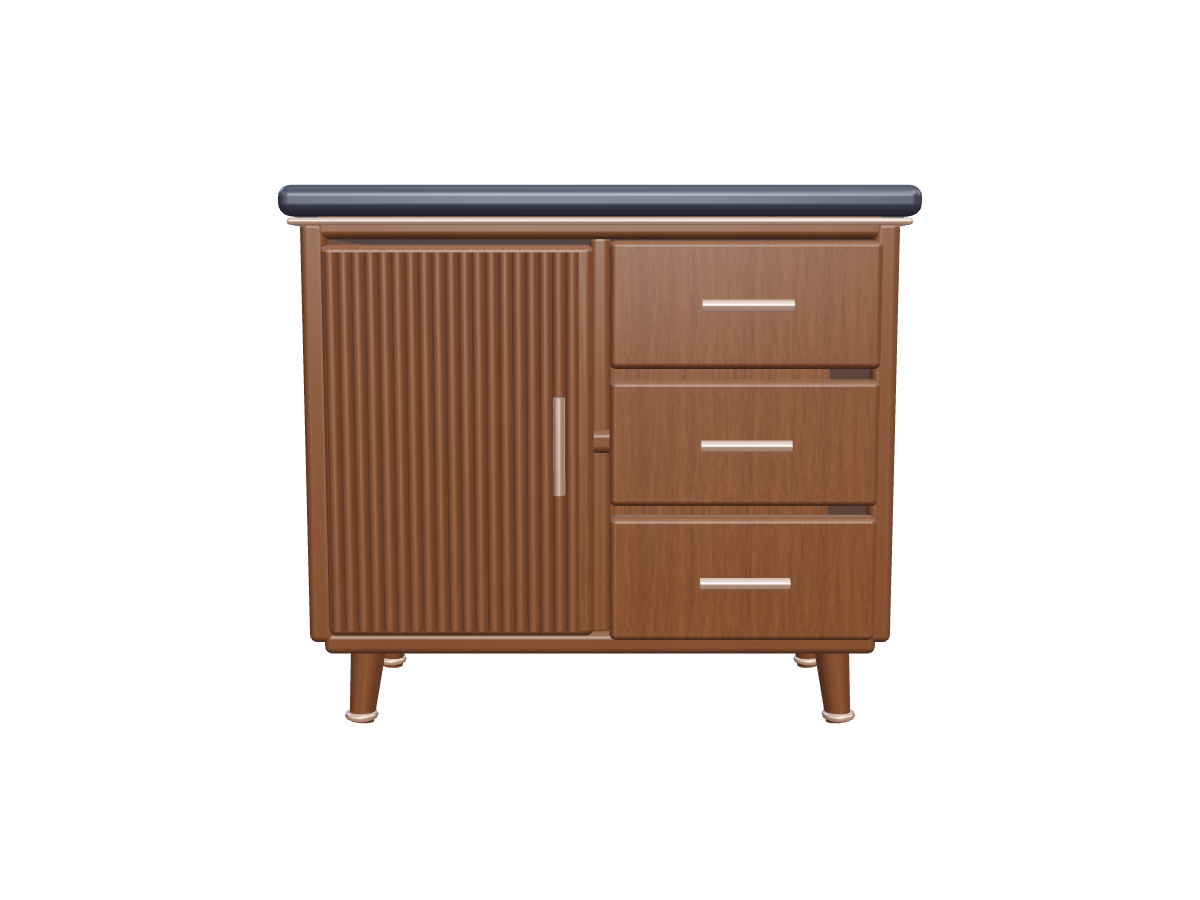 Fluted walnut cabinet: front reference