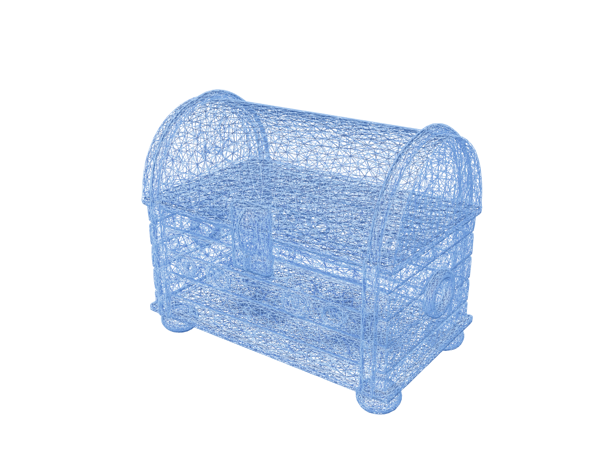 Treasure chest: material and mesh inspection: Wireframe inspection